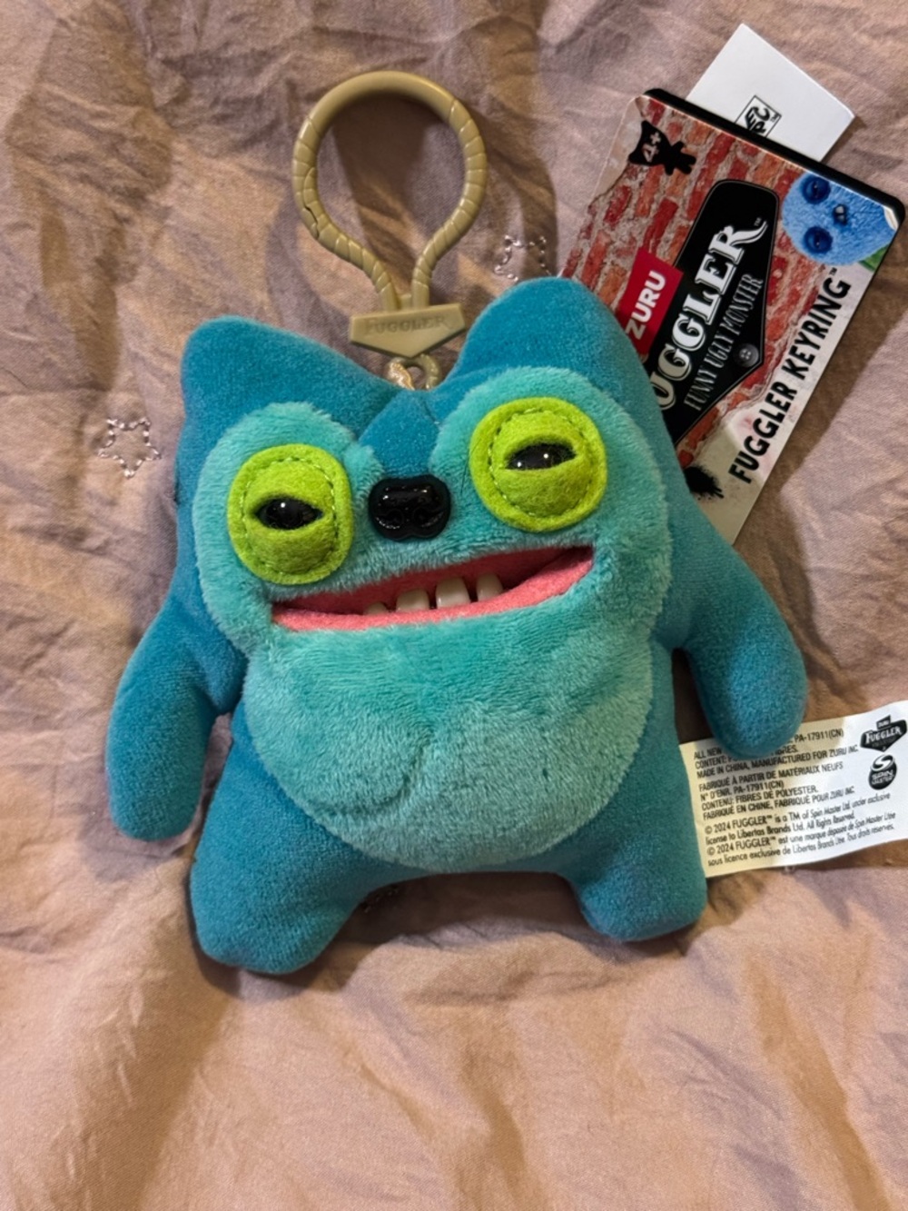 NWT- Fuggler keyring- Blue & Lime Green- funny ugly monster